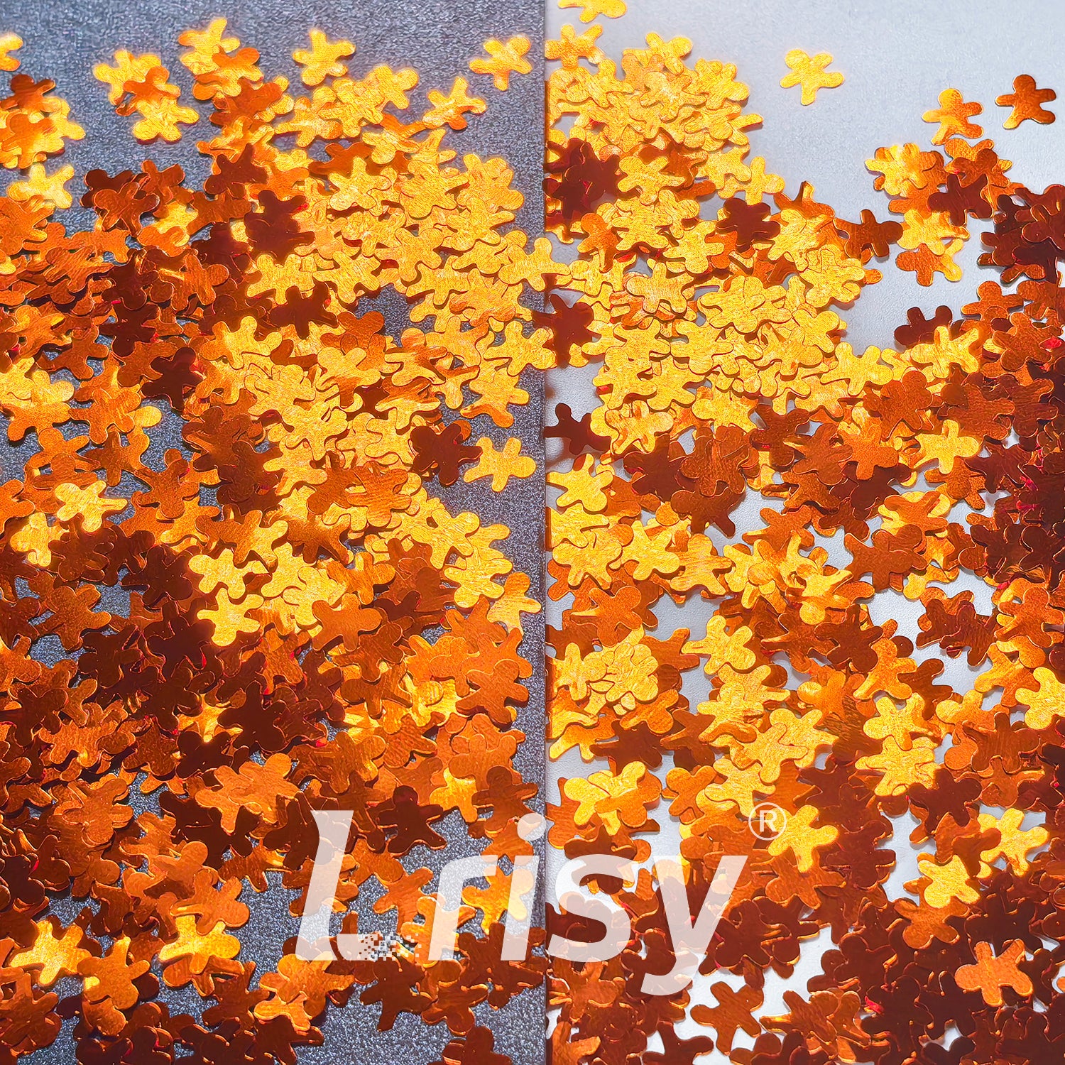 6mm Yellow Bronze Gingerbread Man Shaped Glitter B0402