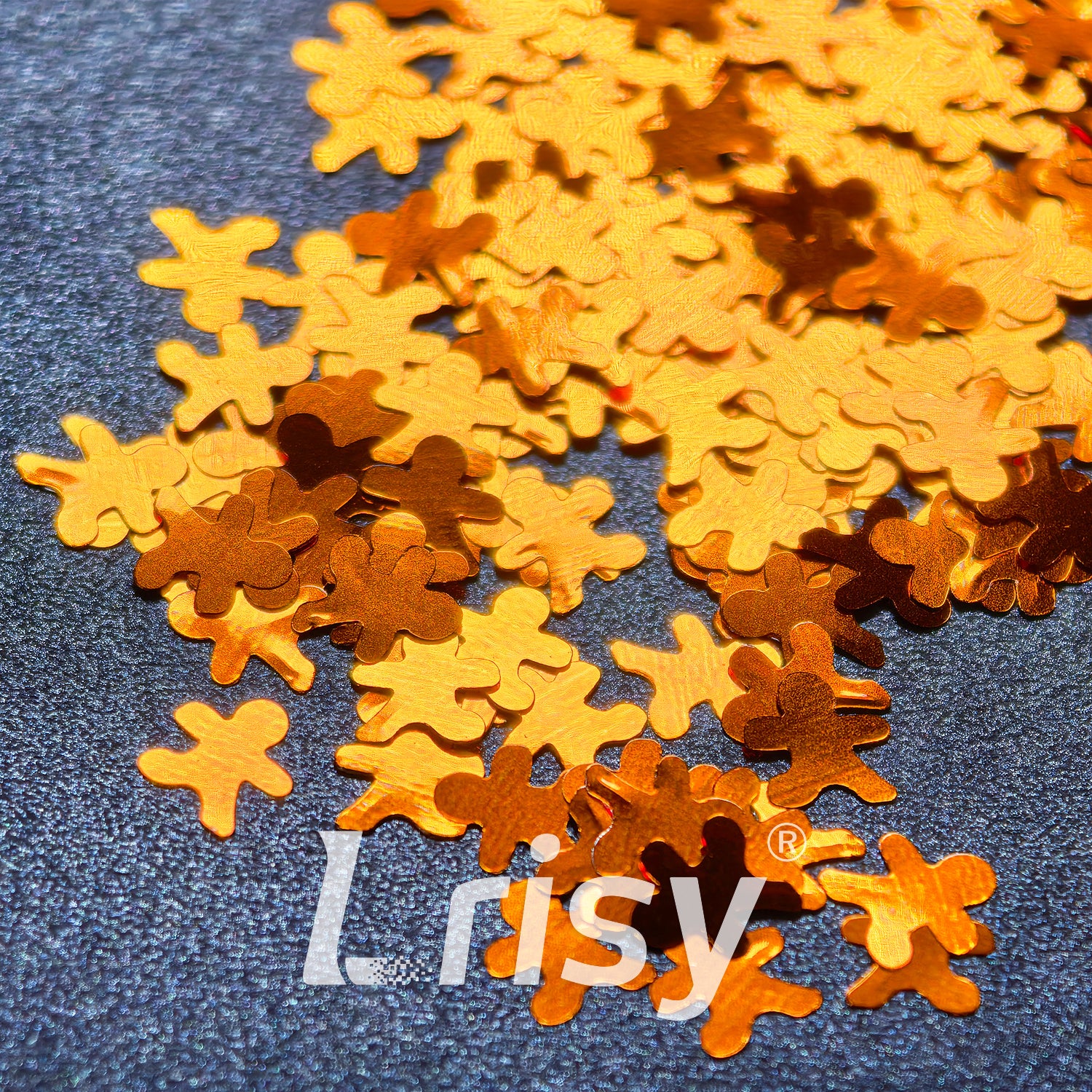 6mm Yellow Bronze Gingerbread Man Shaped Glitter B0402