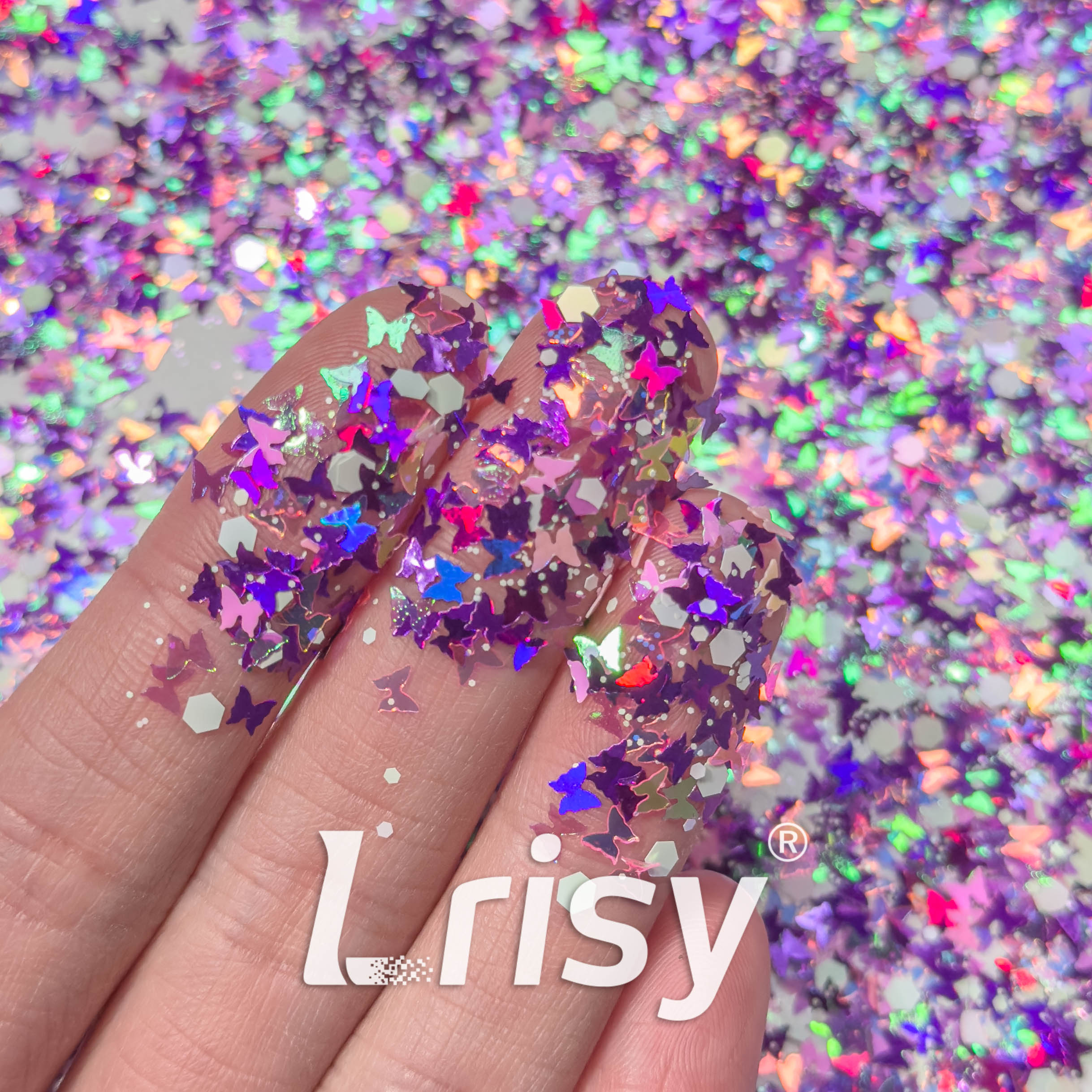 Butterfly Clips Custom Mixed Glitter WAL619 (By pnw_roots_and_sprouts)
