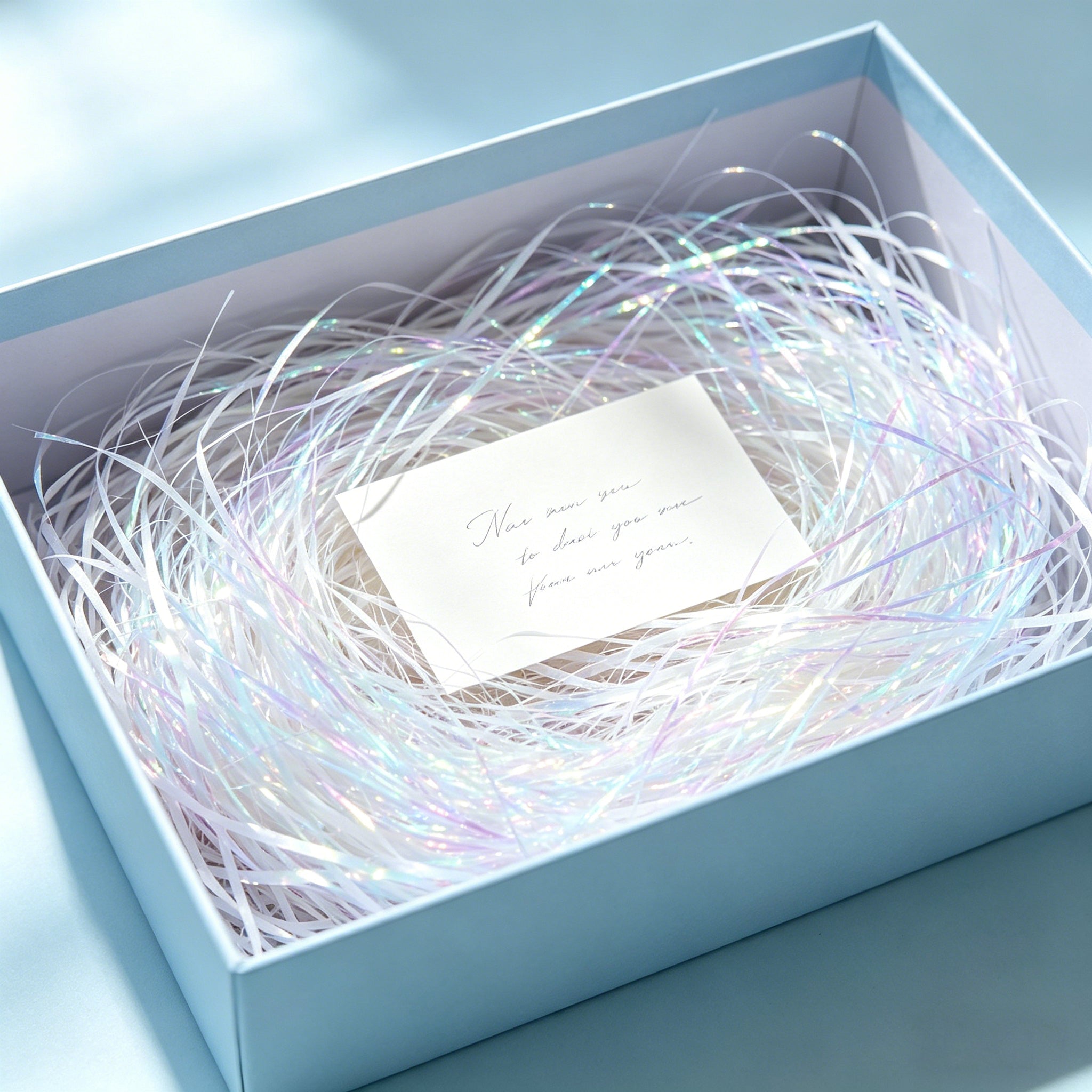 Strip Iridescent Crinkle Shred Filler Dream Blue Raffia Grass Glitter C004