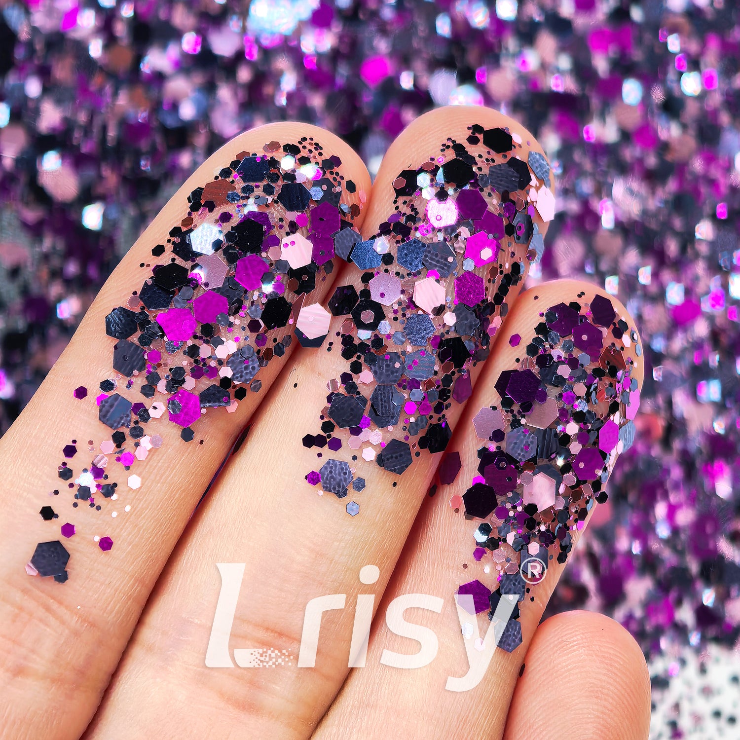 Black Currant Metallic Hexagon Custom Mixed Glitter FF08