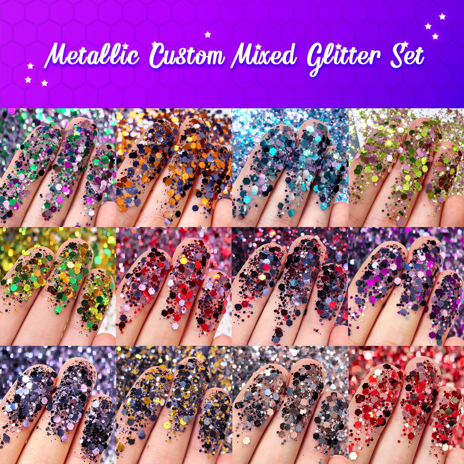 FF Metallic Custom Mixed Glitter Set 12 Colors