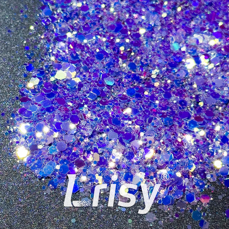 High Brightness Fluorescent Iridescent Purple Chunky Mixed Glitter HA208