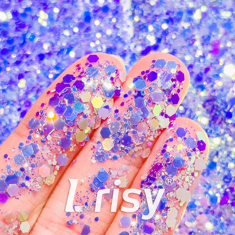 High Brightness Fluorescent Iridescent Purple Chunky Mixed Glitter HA208