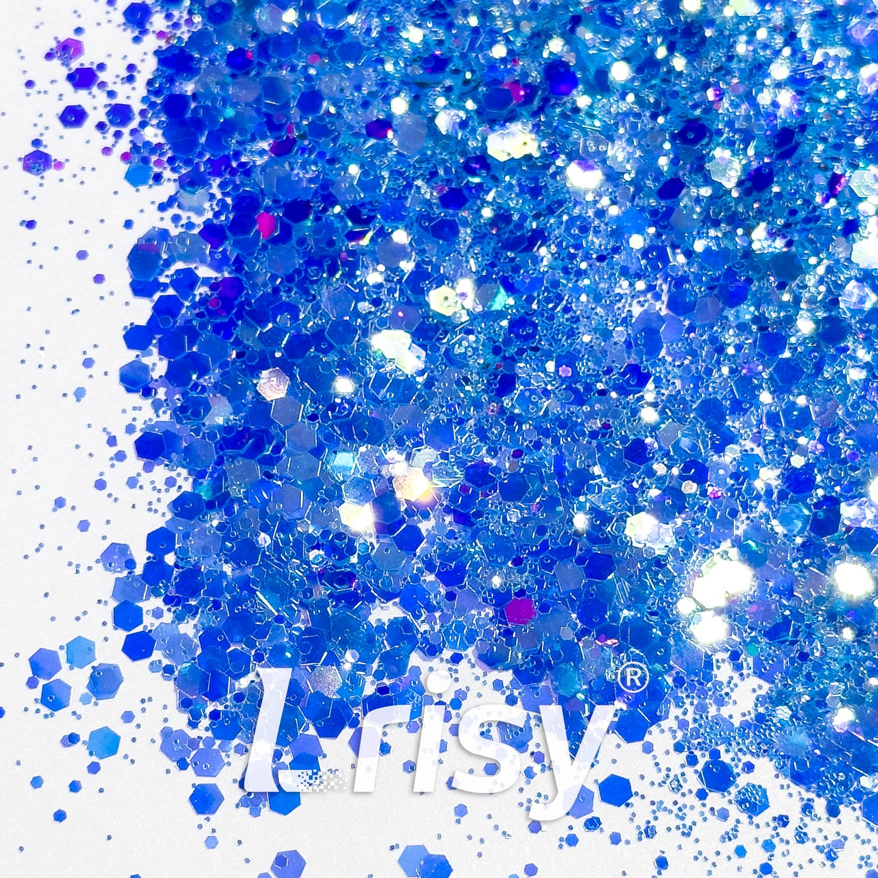 High Brightness Fluorescent Iridescent Blue Chunky Mixed Glitter HA209