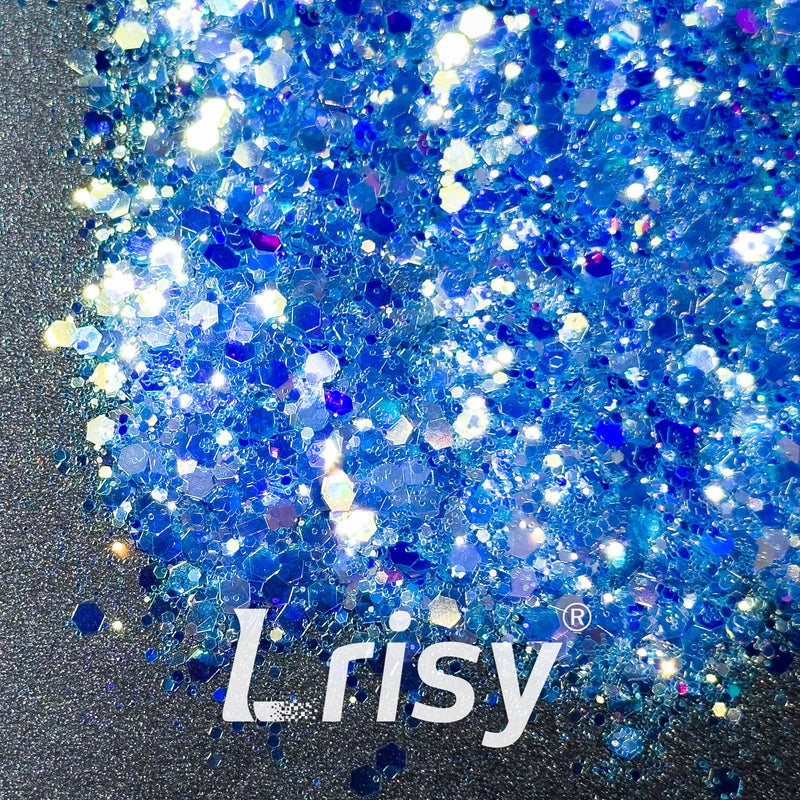 High Brightness Fluorescent Iridescent Blue Chunky Mixed Glitter HA209