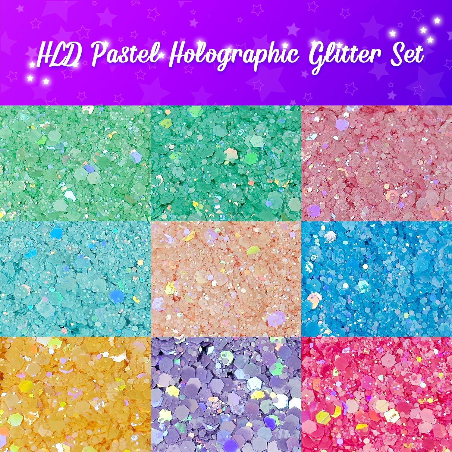HLD Pastel Holographic Glitter Set 9 Colors