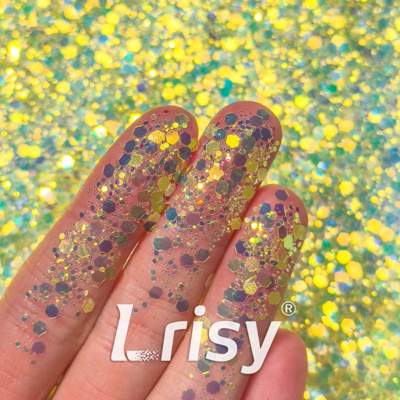 General Mixed High Brightness Iridescent Yellow Glitter HX1801