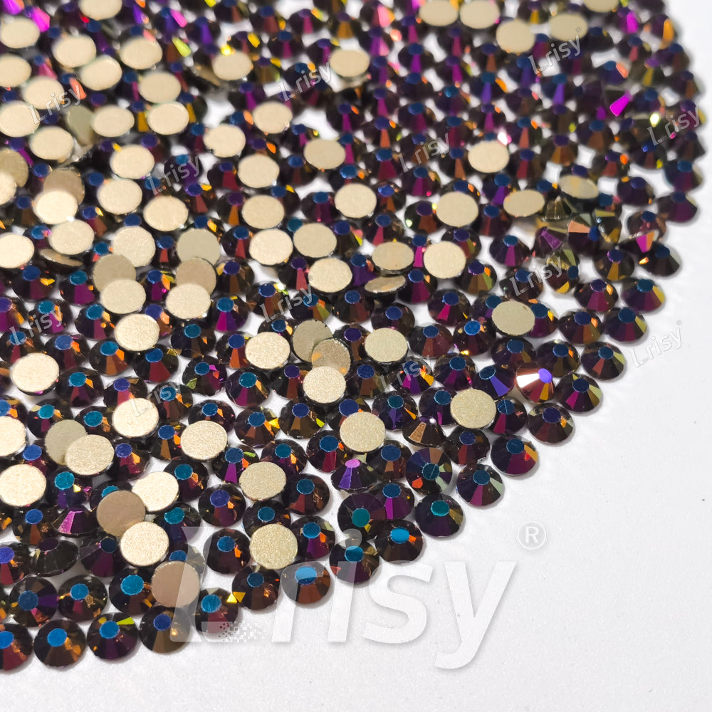 4.6-4.8mm Purple Fantasy Gold Flat back Rhinestones FBRS049