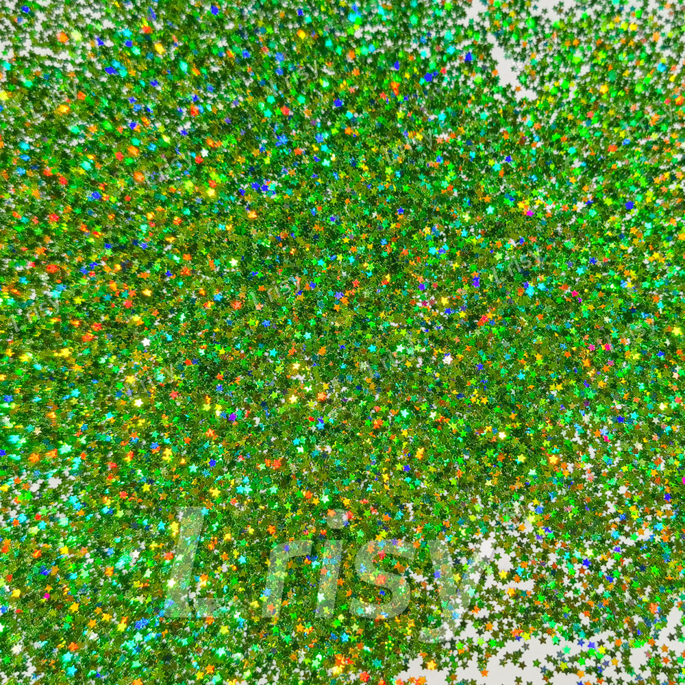 1mm Star Shaped Holographic Light Green Chunky Glitter LB0601