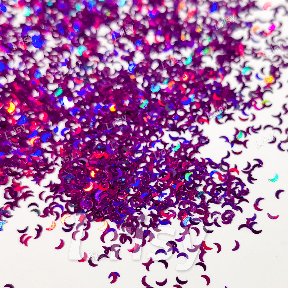 2.5mm Moon Shaped Holographic Purple Glitter LB0800