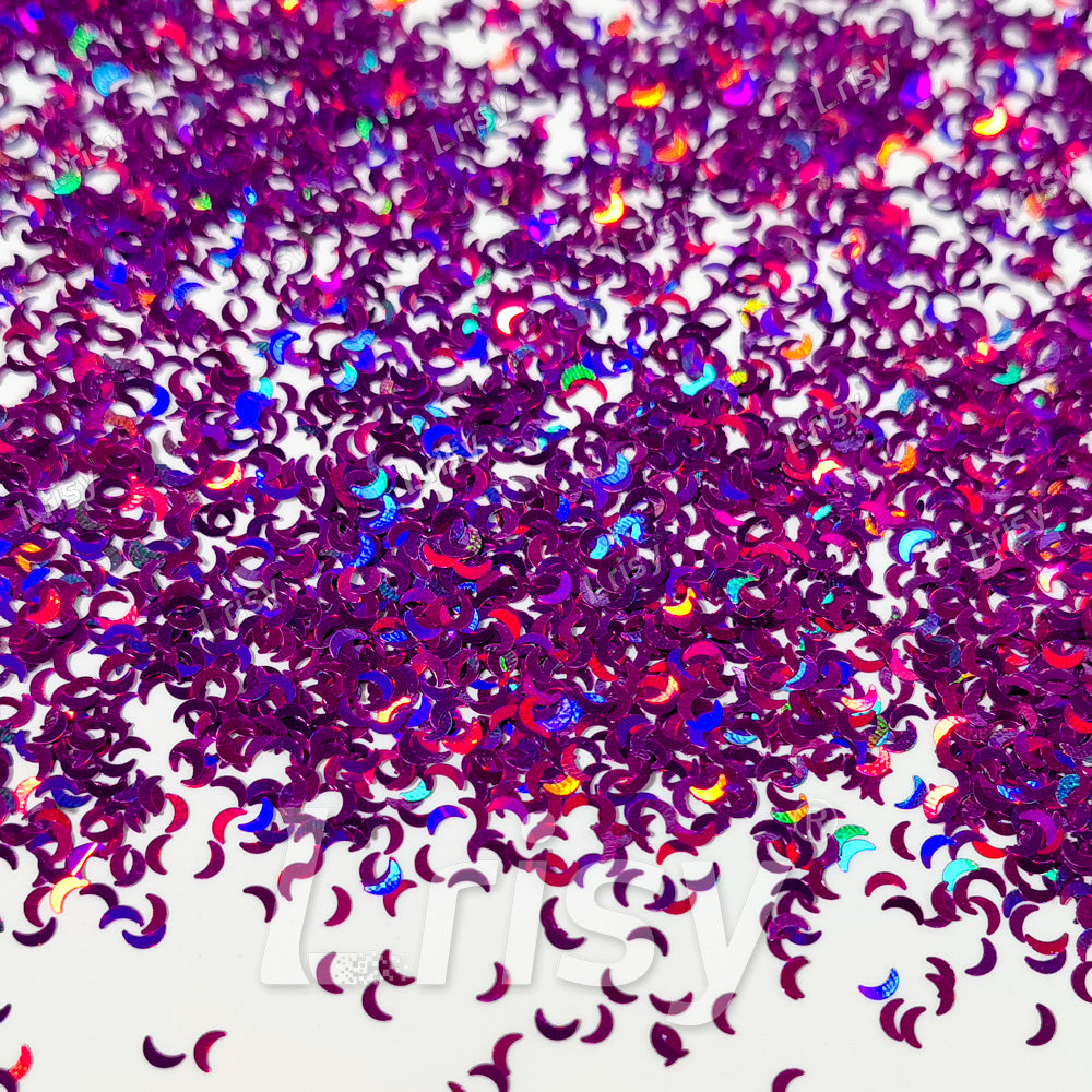 2.5mm Moon Shaped Holographic Purple Glitter LB0800