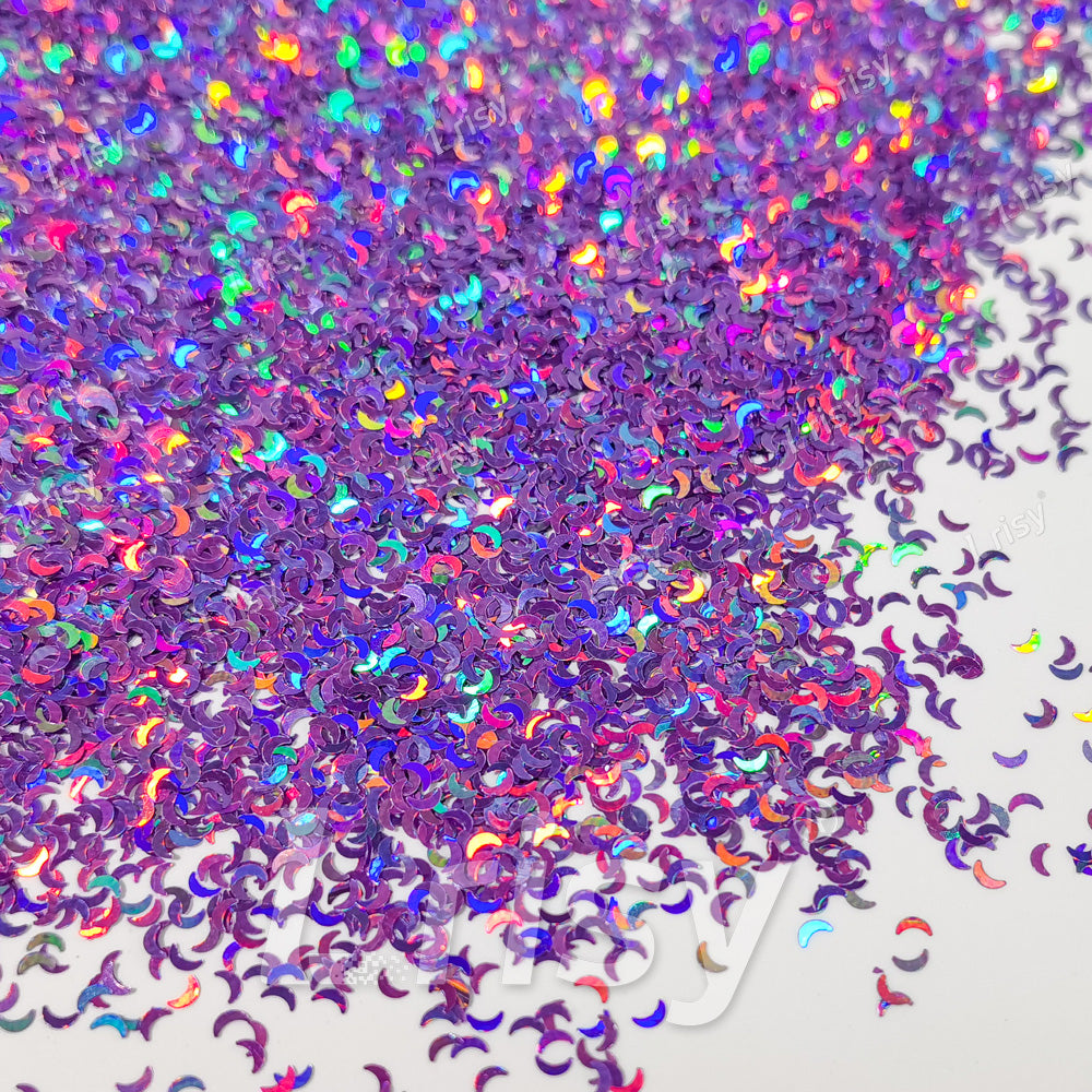 2.5mm Moon Shaped Holographic Light Purple Glitter LB0802