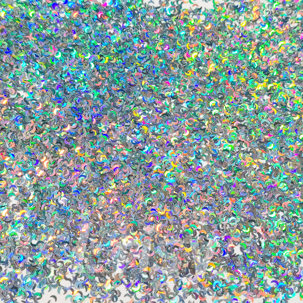 2.5mm Moon Shaped Holographic Silver Glitter LB0100