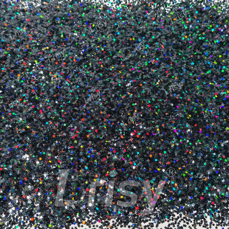 1mm Star Shaped Holographic Black Chunky Glitter LB01000