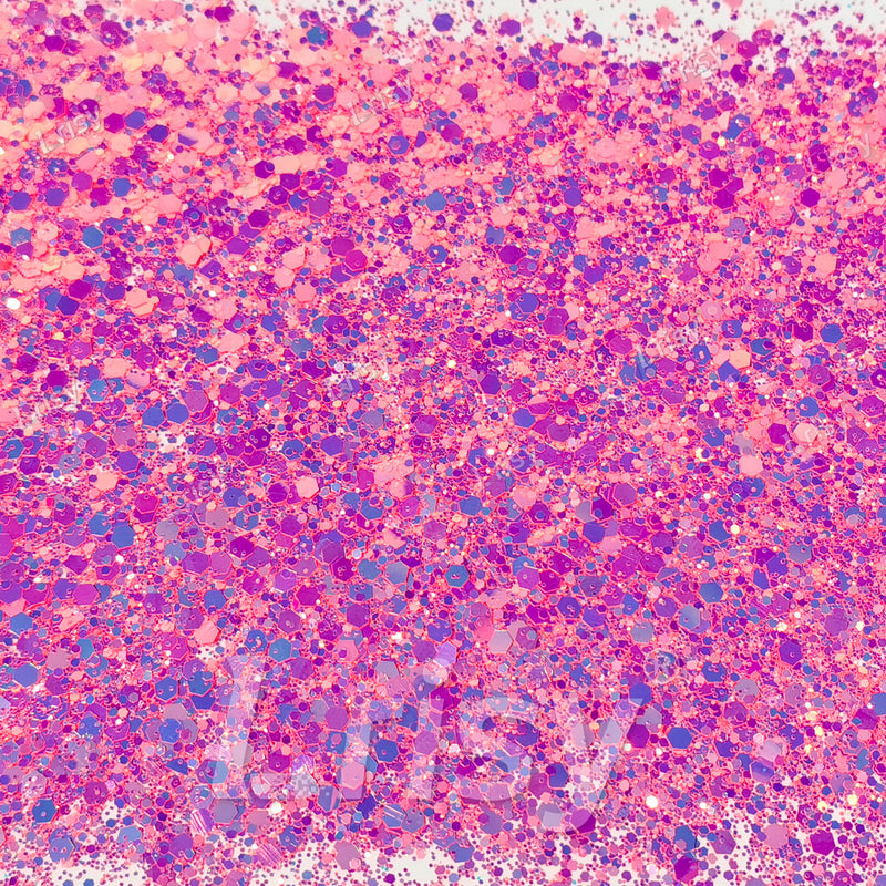 High Brightness Fluorescent Iridescent Magenta Chunky Mixed Glitter HX-HR007