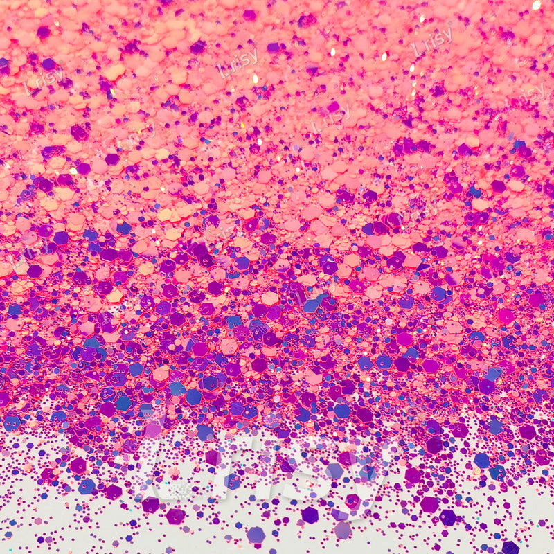 High Brightness Fluorescent Iridescent Magenta Chunky Mixed Glitter HX-HR007