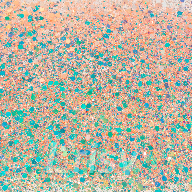 High Brightness Fluorescent Iridescent Light Orange Red Chunky Mixed Glitter HX-HR004