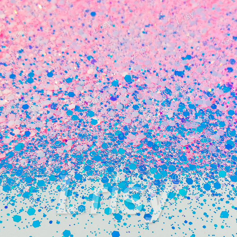 High Brightness Fluorescent Iridescent Soft Pink Chunky Mixed Glitter HX-HR011