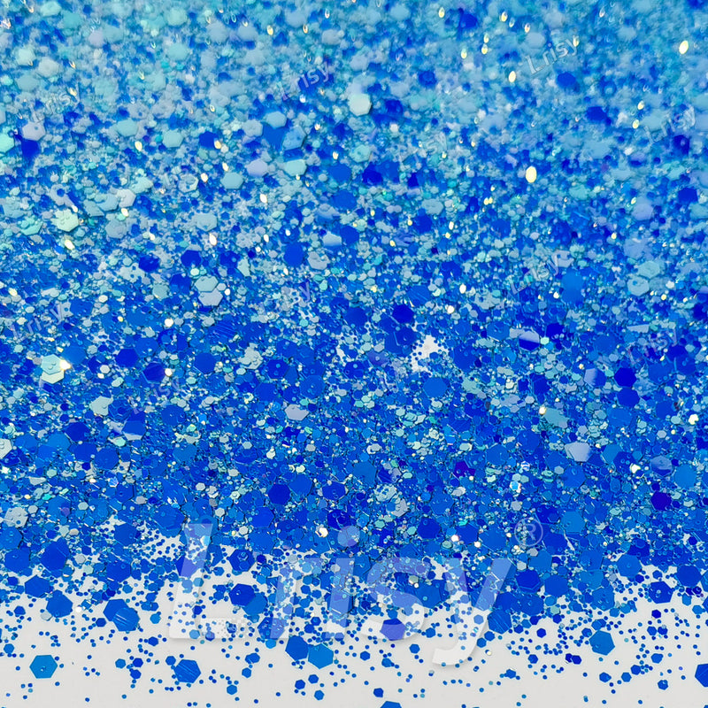 High Brightness Fluorescent Iridescent Sea Blue Chunky Mixed Glitter HX-HR009