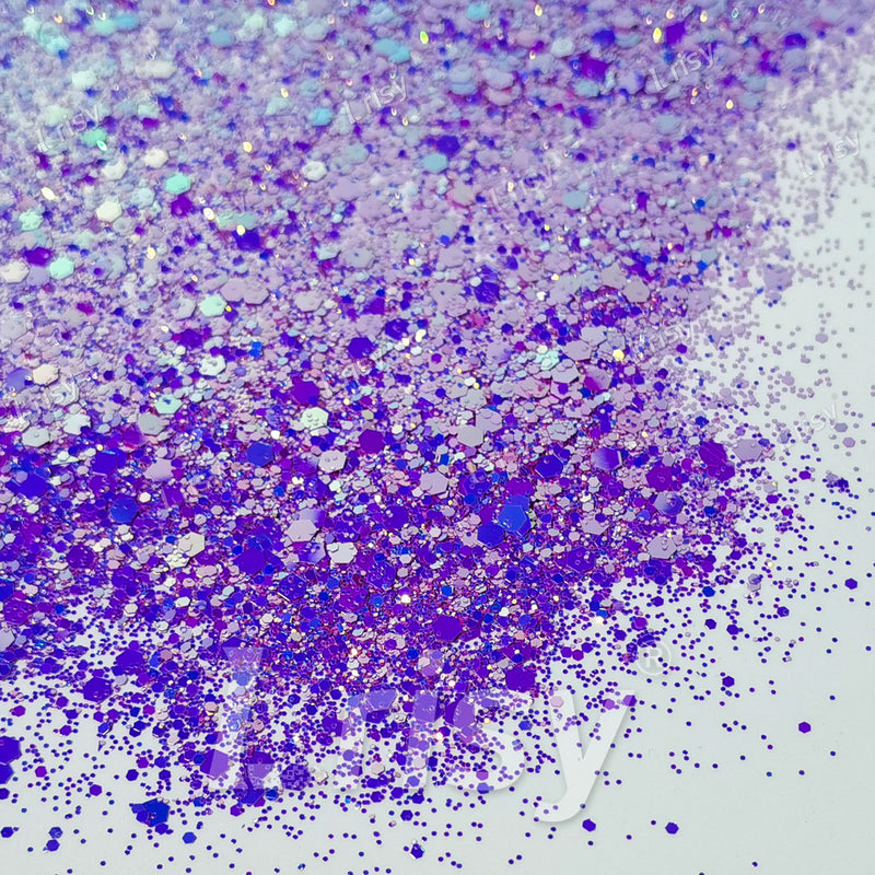 High Brightness Fluorescent Iridescent Fuchsia Chunky Mixed Glitter HX-HR008
