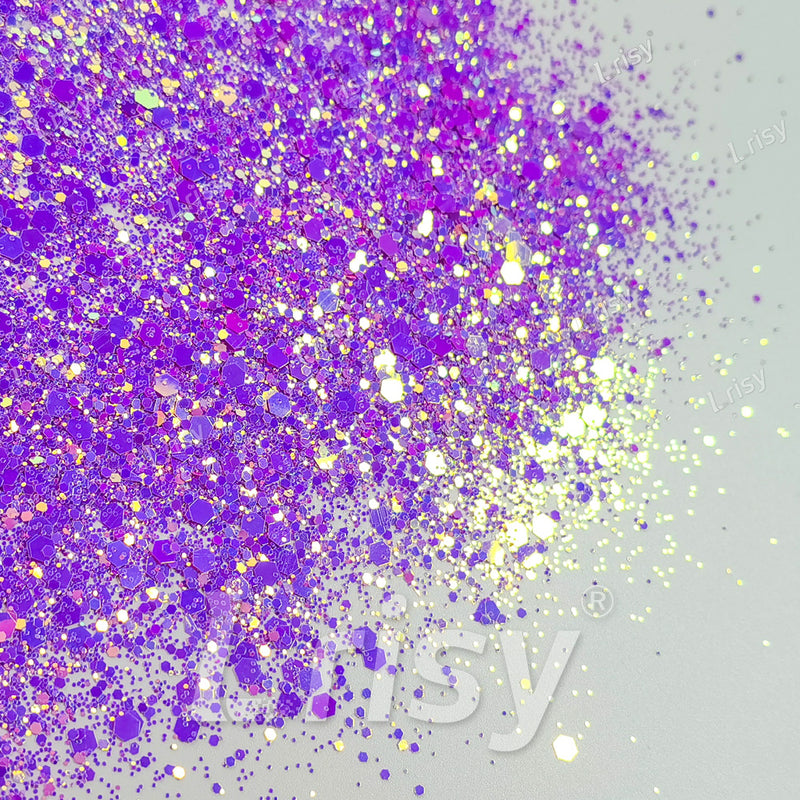 High Brightness Fluorescent Iridescent Fuchsia Chunky Mixed Glitter HX-HR008