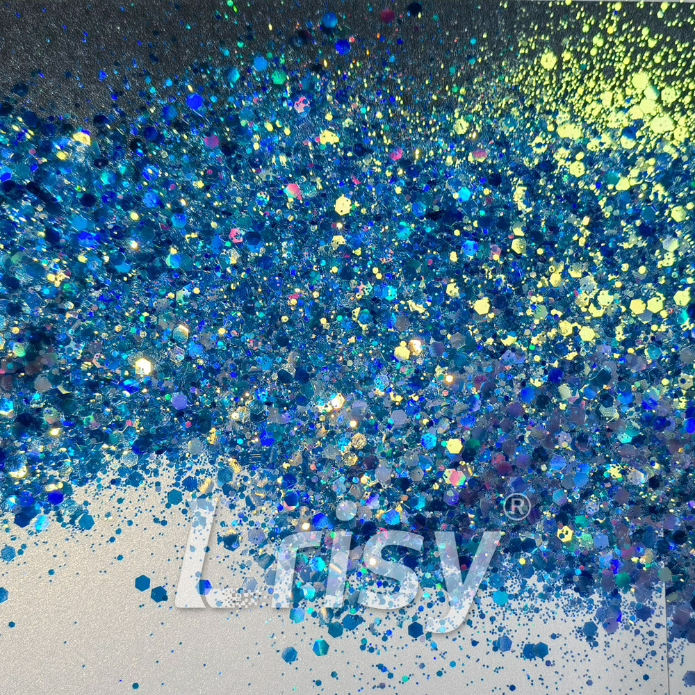 General Mixed Holographic and Iridescent Blue Glitter 7306