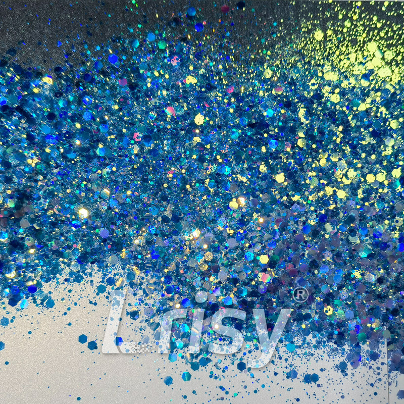 General Mixed Holographic and Iridescent Blue Glitter 7306