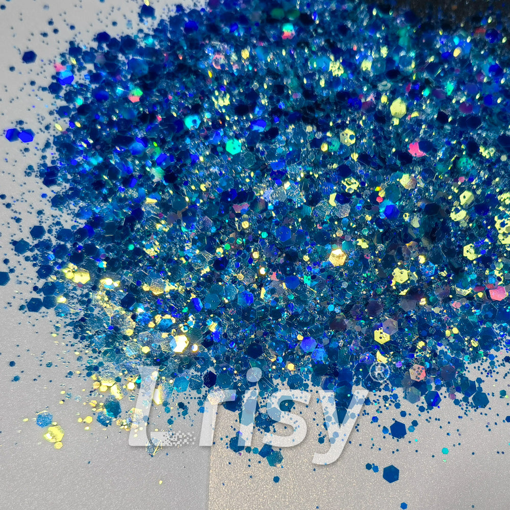 General Mixed Holographic and Iridescent Blue Glitter 7306