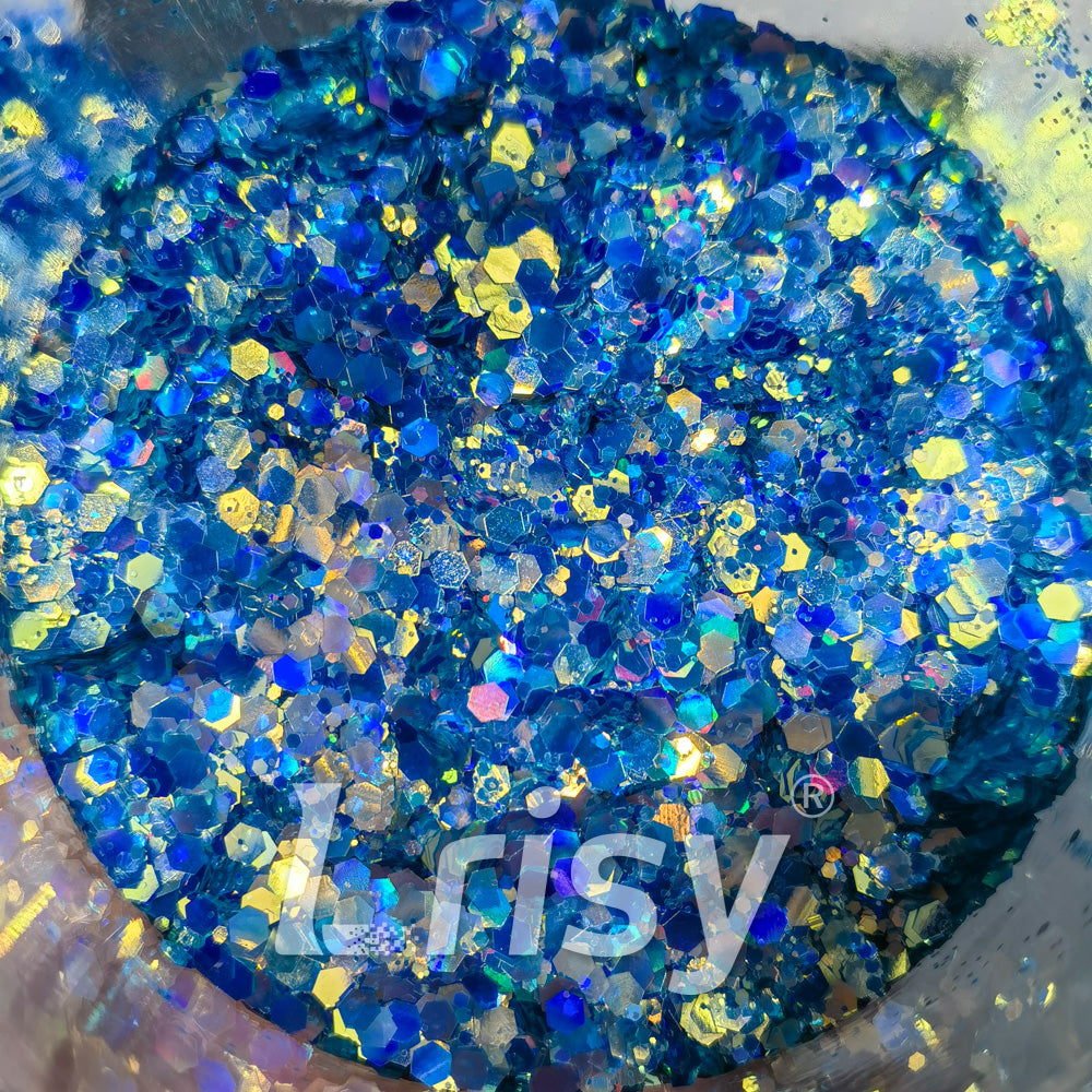 General Mixed Holographic and Iridescent Blue Glitter 7306