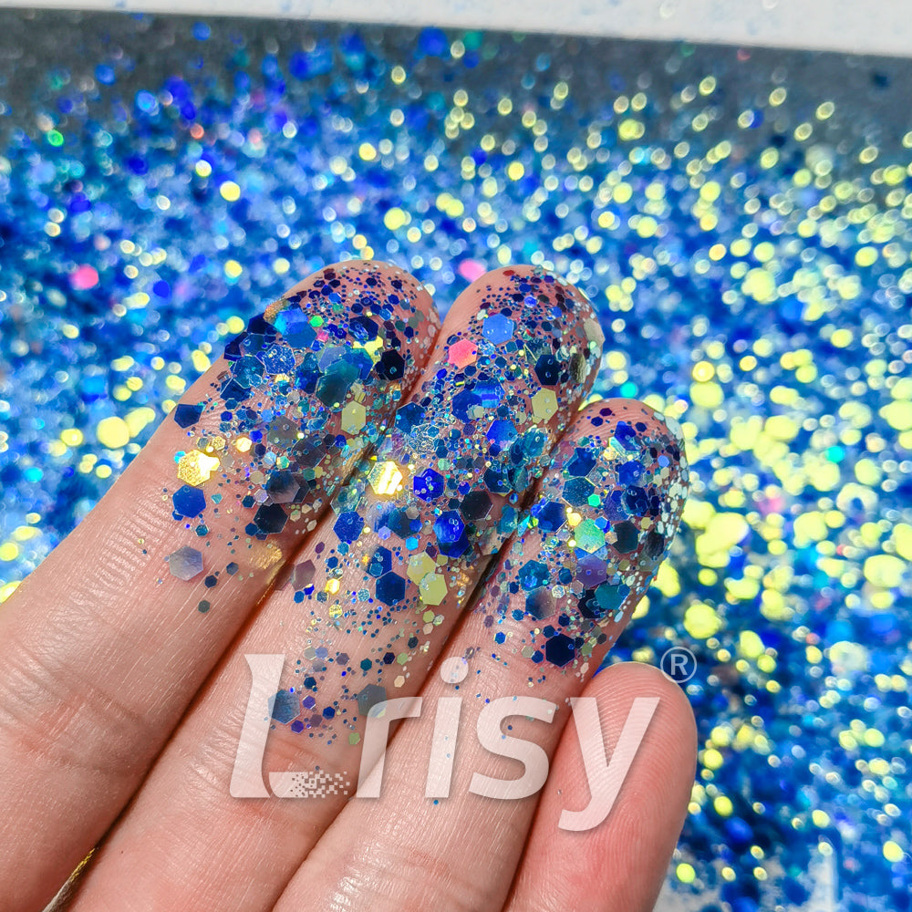 General Mixed Holographic and Iridescent Blue Glitter 7306