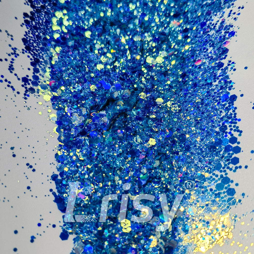 General Mixed Holographic and Iridescent Blue Glitter 7306