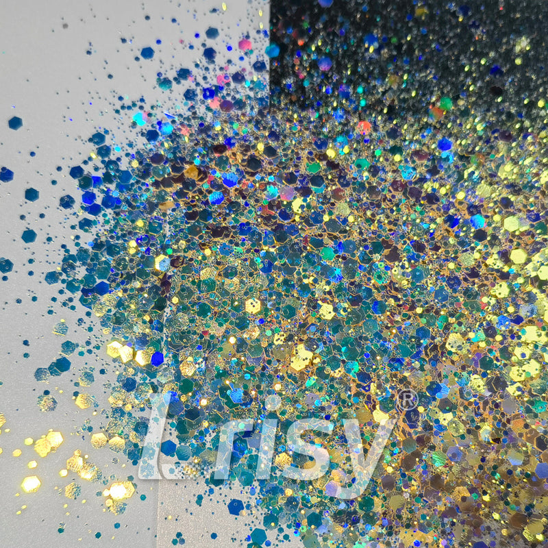 General Mixed Holographic and Iridescent Orange Glitter 7308