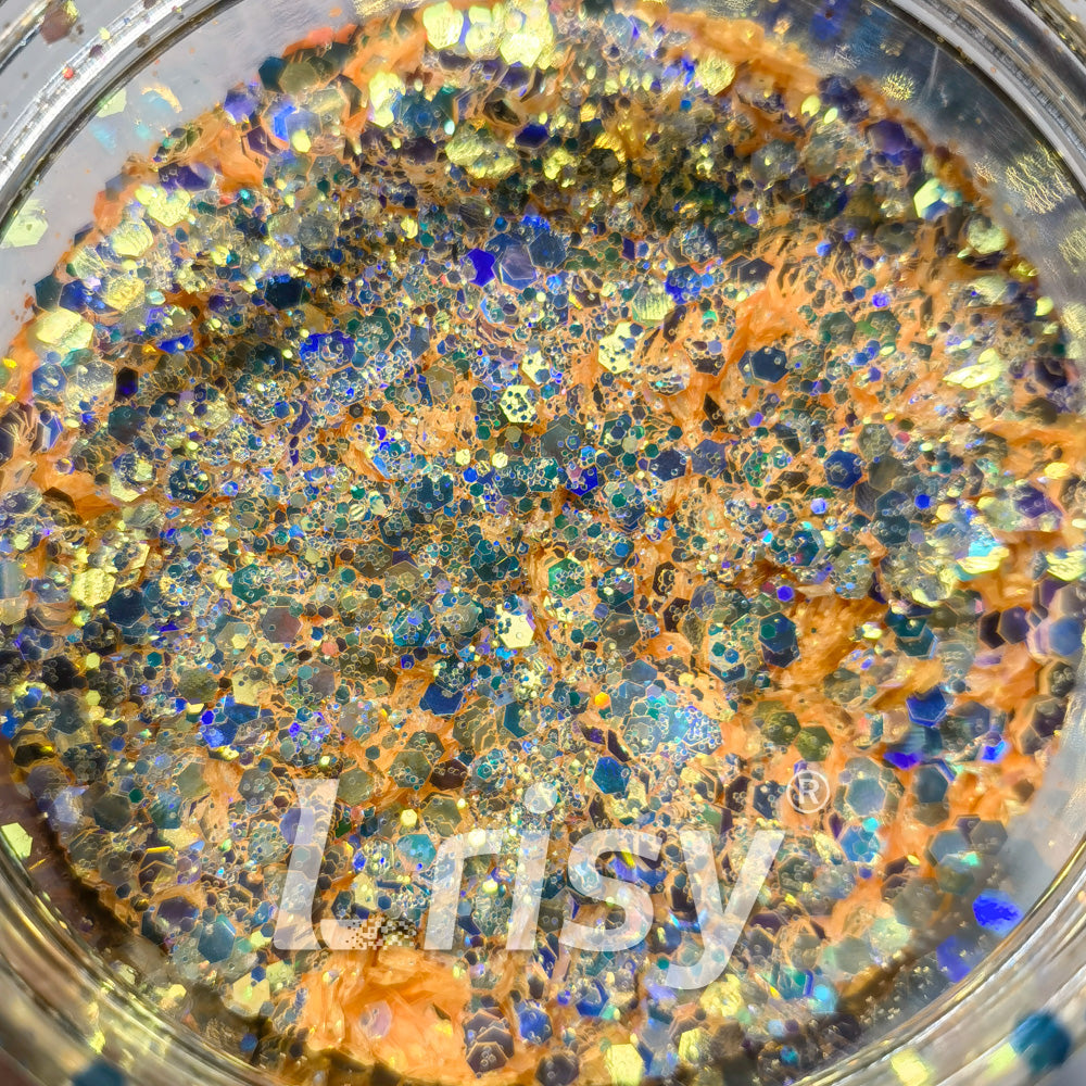 General Mixed Holographic and Iridescent Orange Glitter 7308