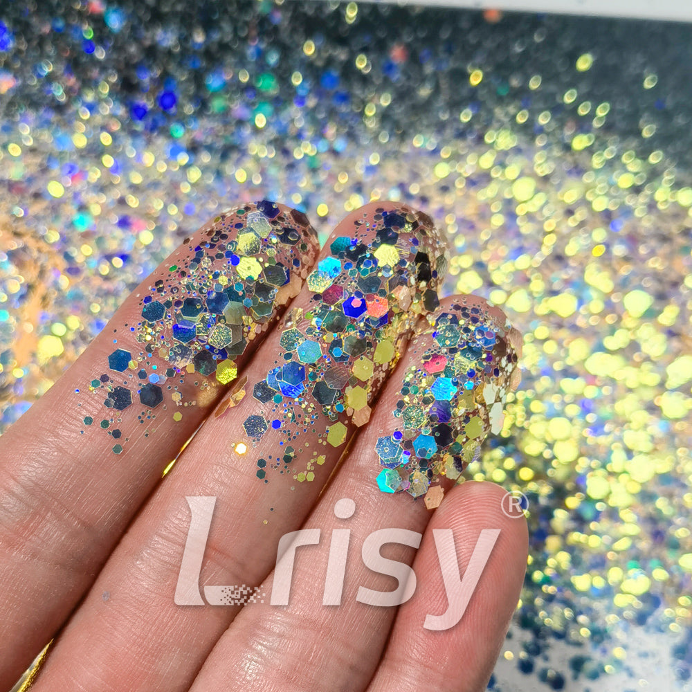 General Mixed Holographic and Iridescent Orange Glitter 7308