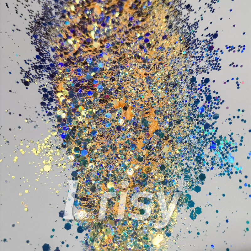General Mixed Holographic and Iridescent Orange Glitter 7308