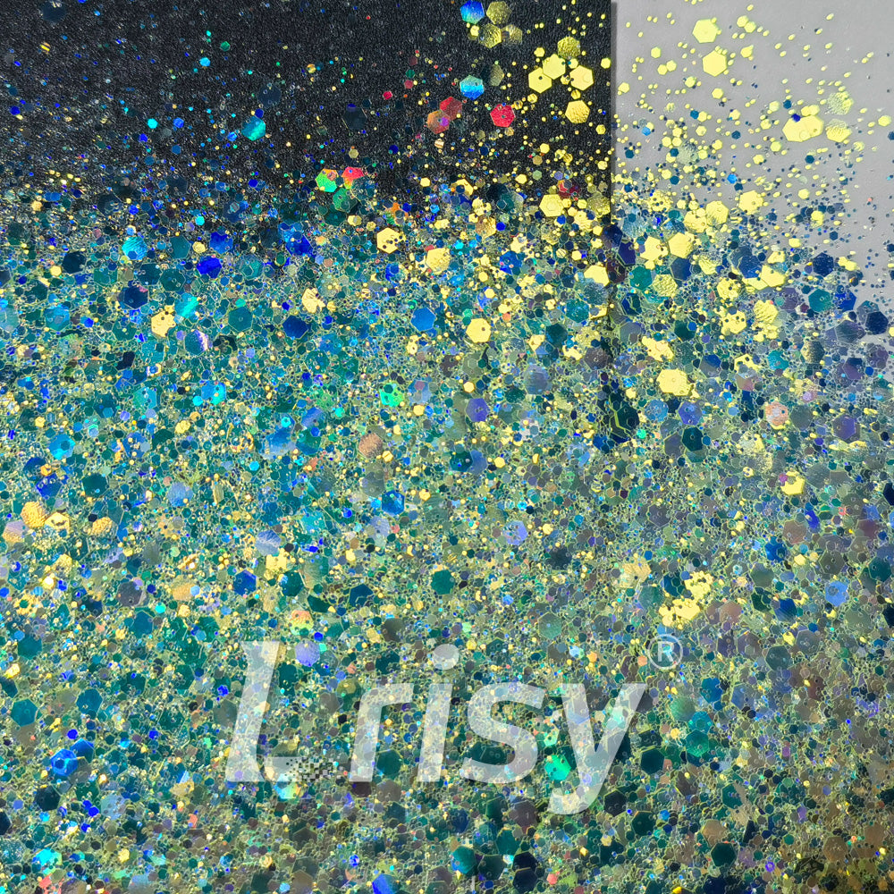 General Mixed Holographic and Iridescent Yellow Glitter 7304