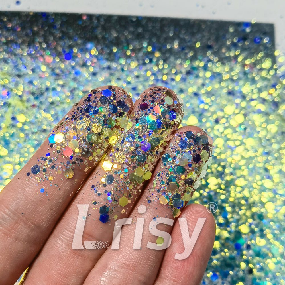 General Mixed Holographic and Iridescent Yellow Glitter 7304