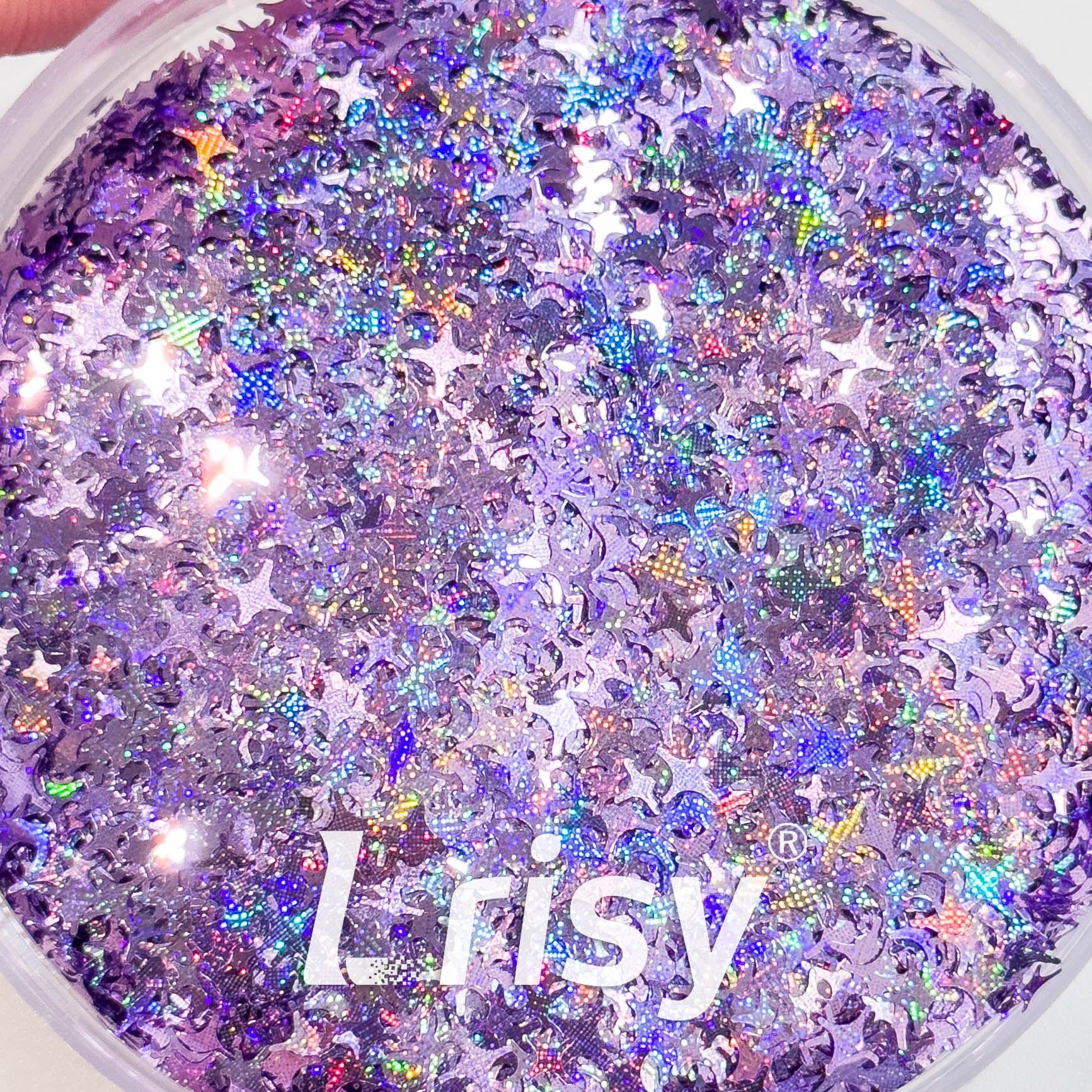 3/4/5mm Four Pointed Star Mixed Starlight Holographic Purple Glitter 1532p