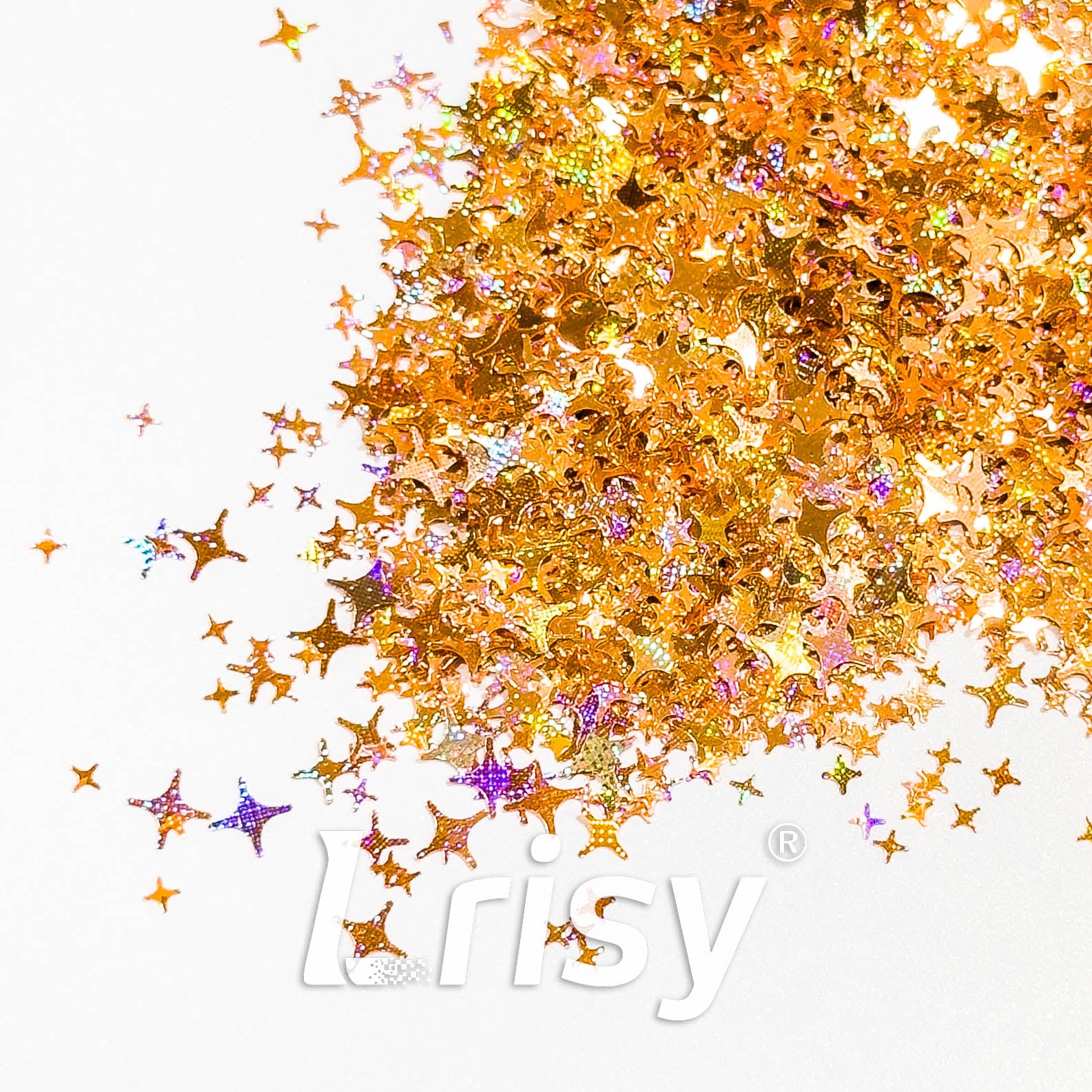 3/4/5mm Four Pointed Star Mixed Starlight Holographic Gold Glitter 1266p