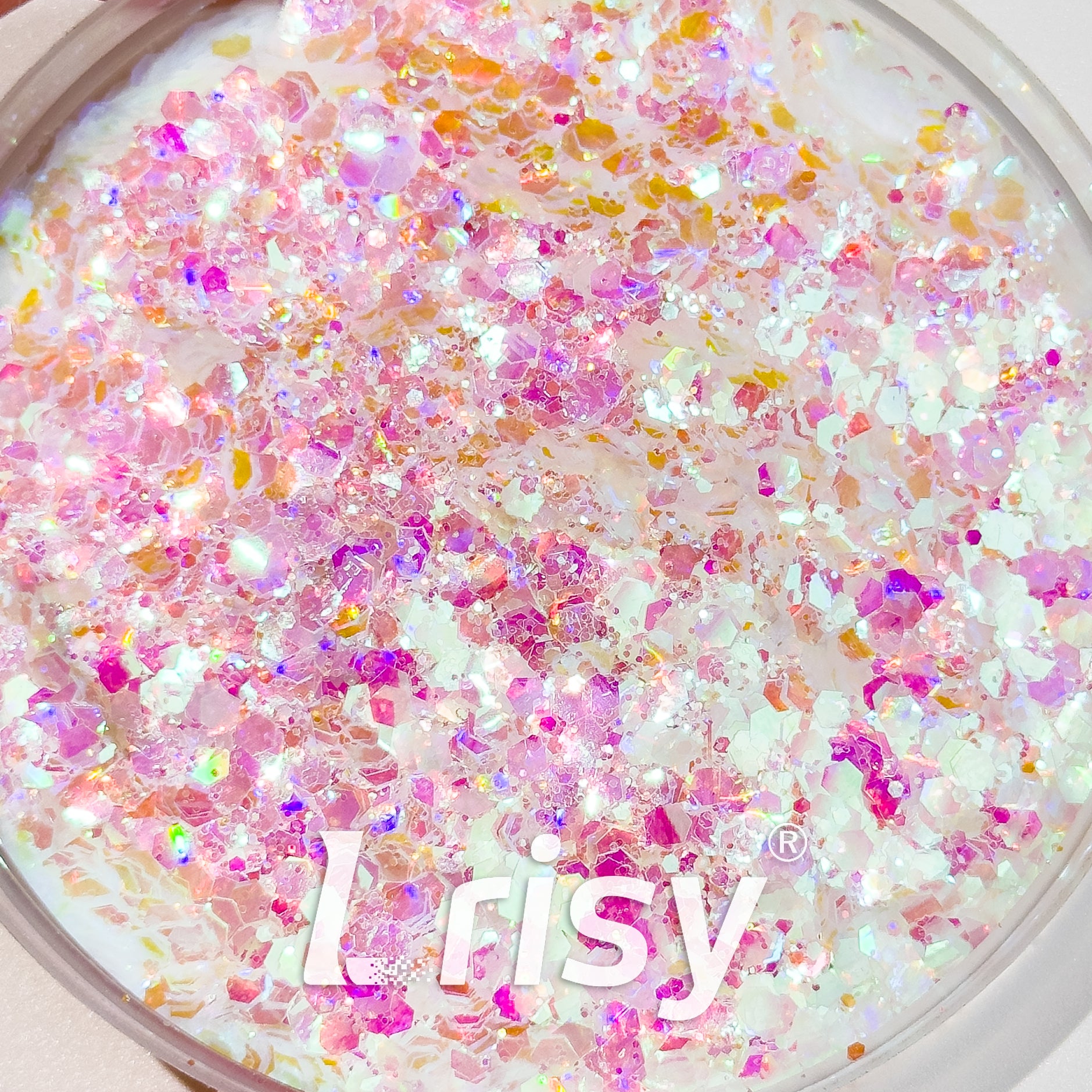 High Brightness Fluorescent Iridescent Dream Pink Chunky Mixed Glitter HA201