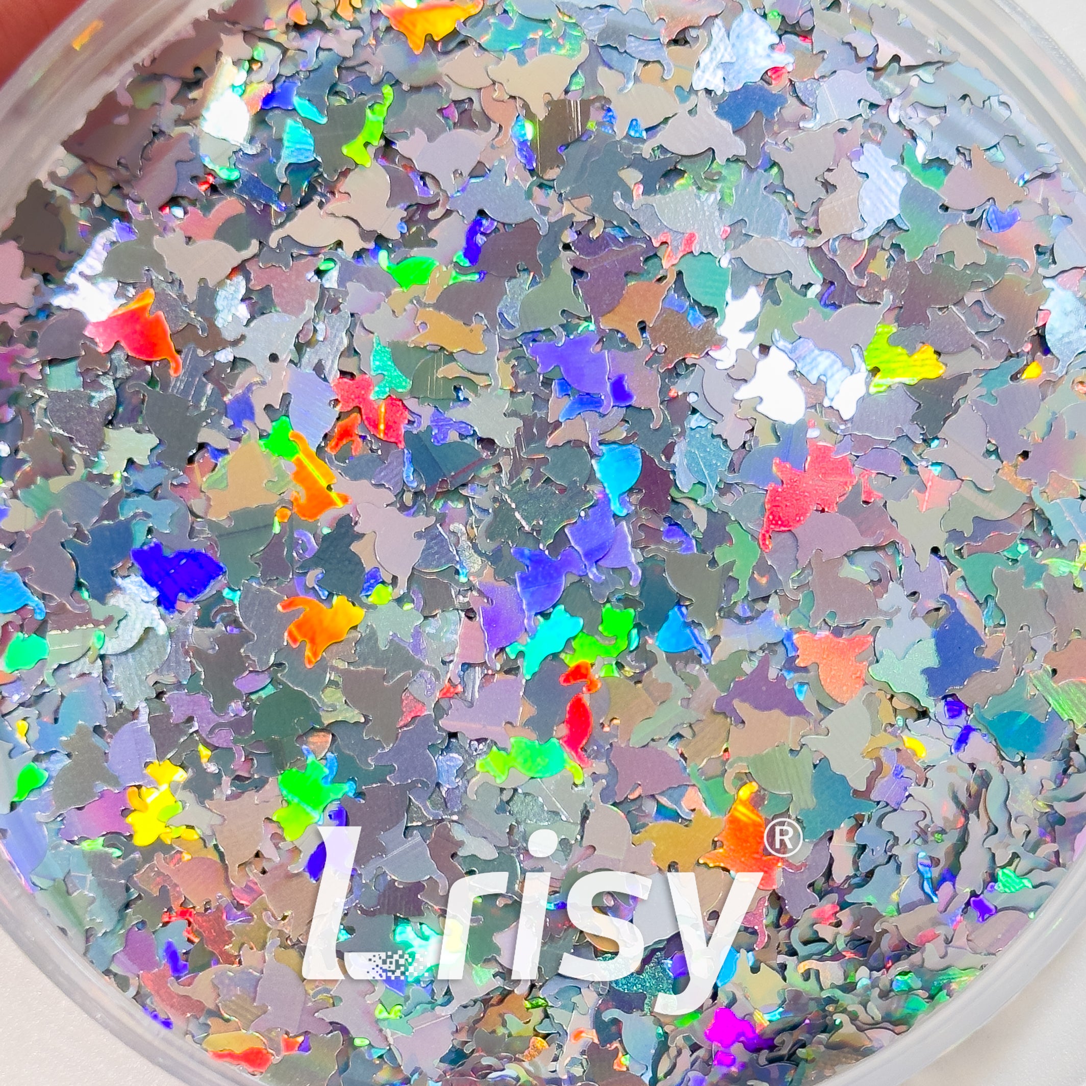 6mm Cat Shaped Holographic Silver Glitter LB0100