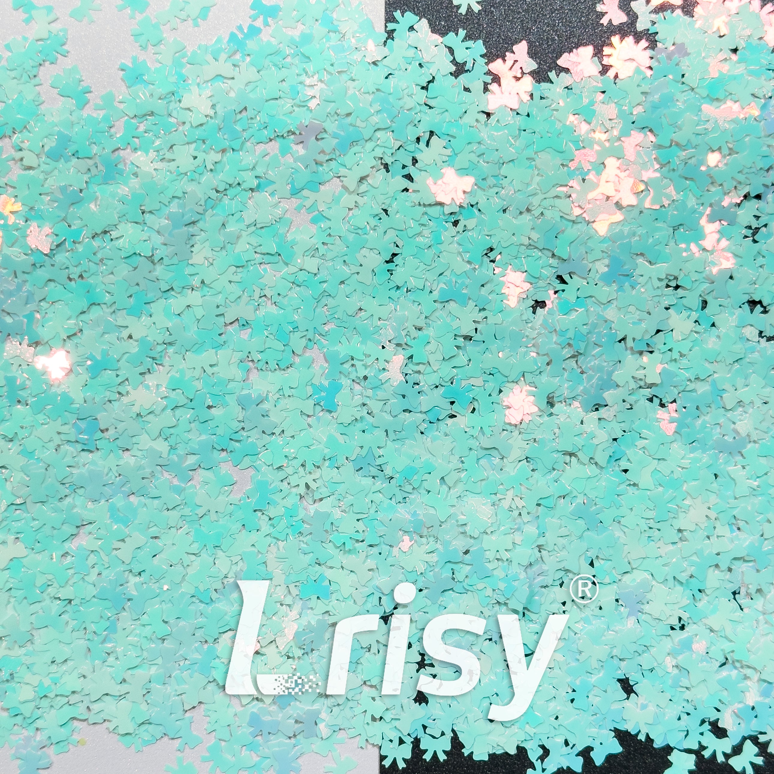 5mm Bowknot Shaped Ice Blue Glitter C021R