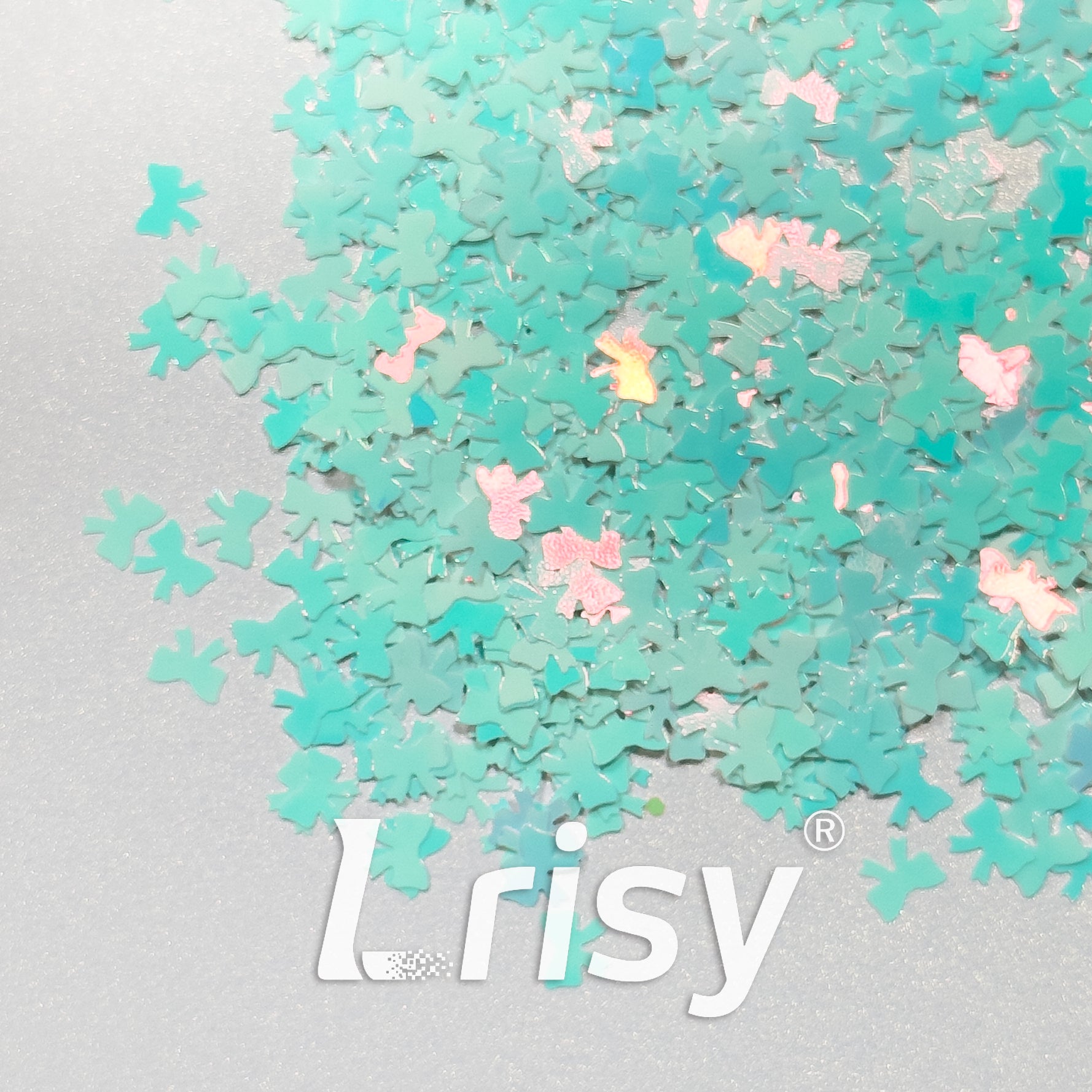 5mm Bowknot Shaped Ice Blue Glitter C021R