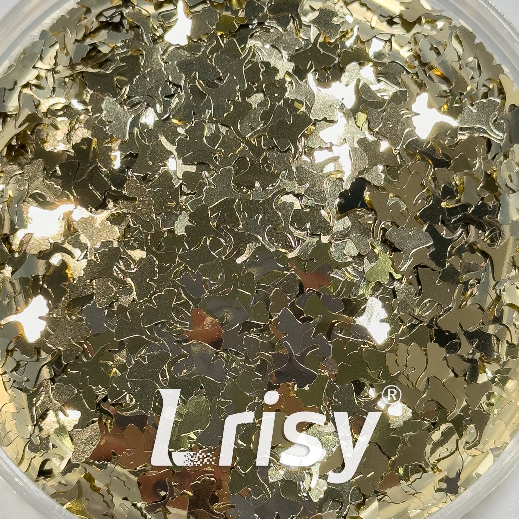 6mm Ginkgo Leaf Shaped Champagne Gold Glitter B0212