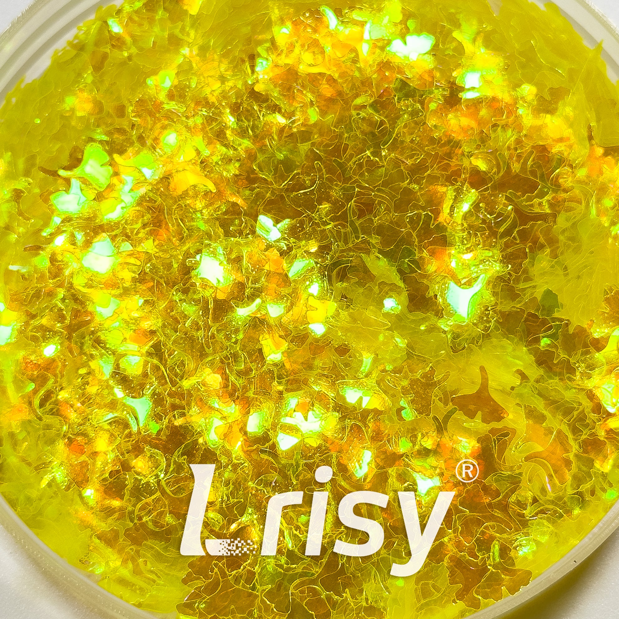 6mm Ginkgo Leaf Shaped Iridescent Yellow Glitter C050