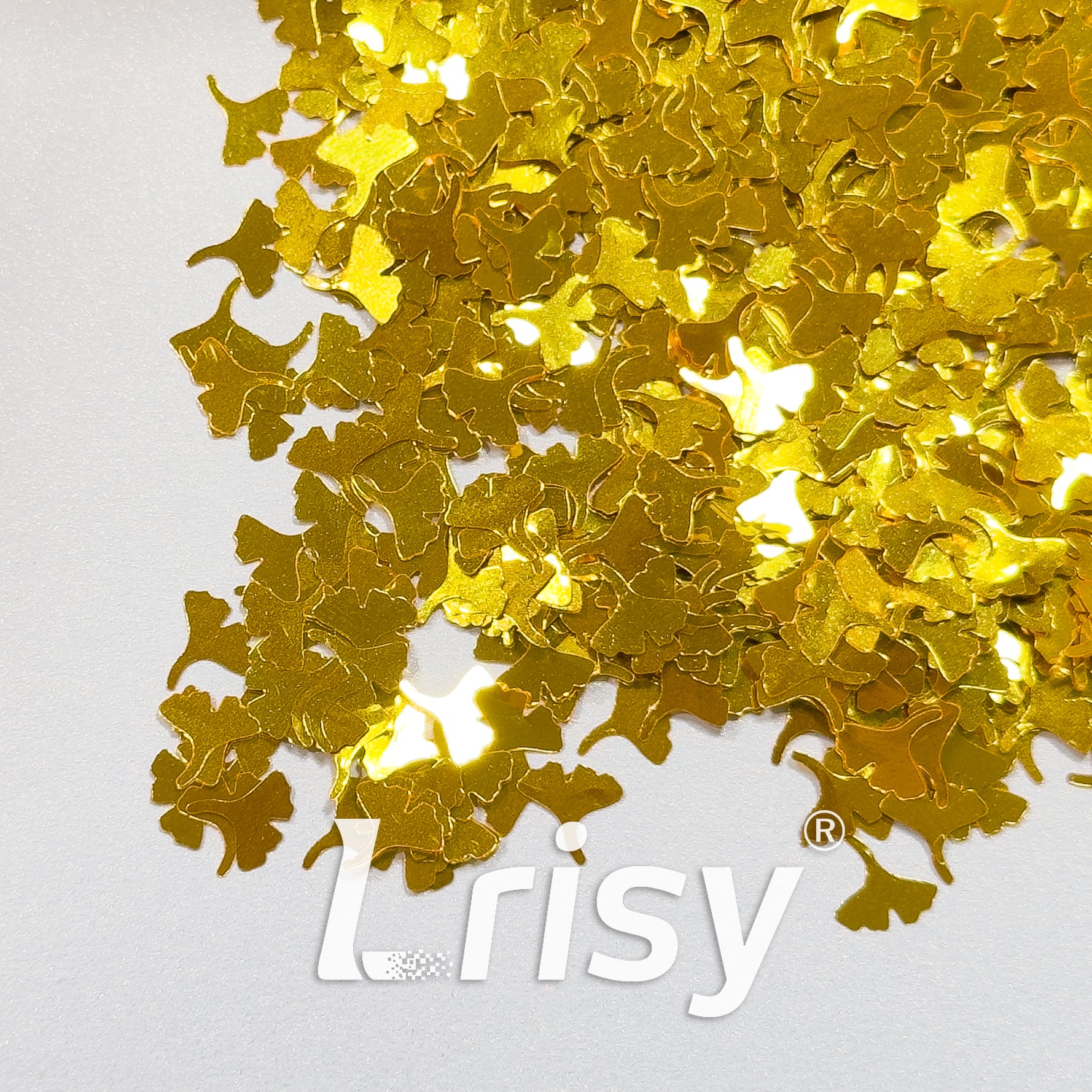 6mm Ginkgo Leaf Shaped Golden Glitter B0221