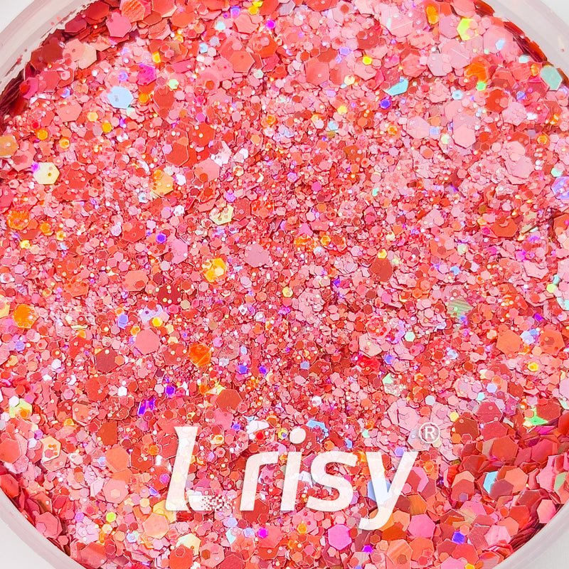 General Mixed Holographic Pink Glitter Hexagon Shaped 1625