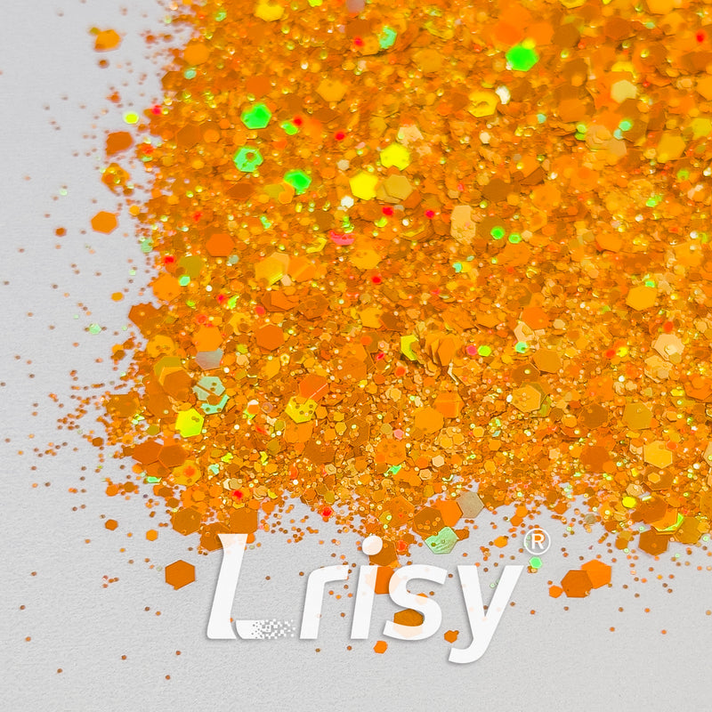 General Mixed Holographic Orange Gold Glitter Hexagon Shaped 1618