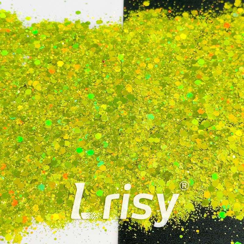 General Mixed Holographic Lime Green Glitter Hexagon Shaped 1620